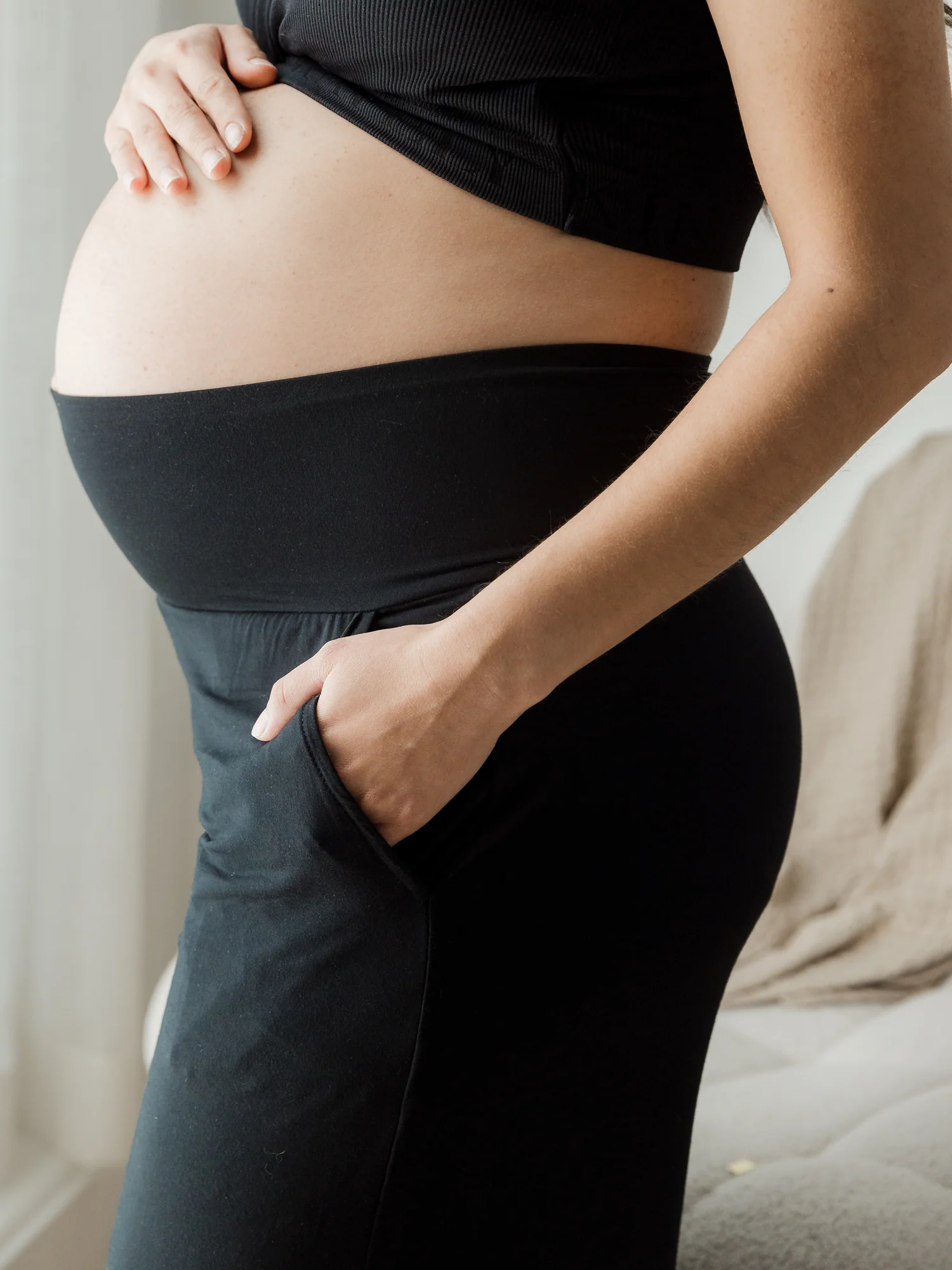Bamboo Wide Leg Maternity & Postpartum Lounge Pant | Black - Image 3