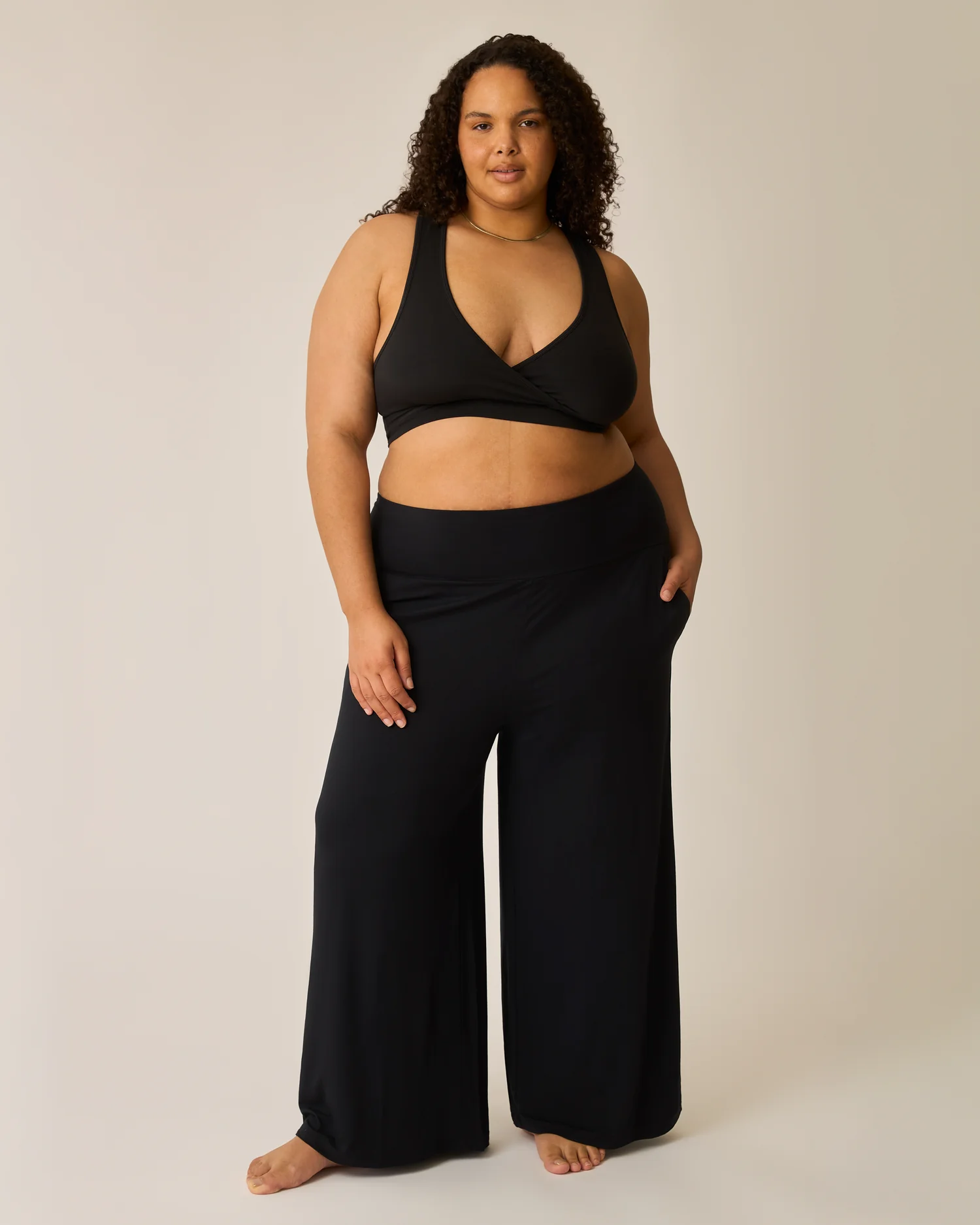 Bamboo Wide Leg Maternity & Postpartum Lounge Pant | Black - Image 4