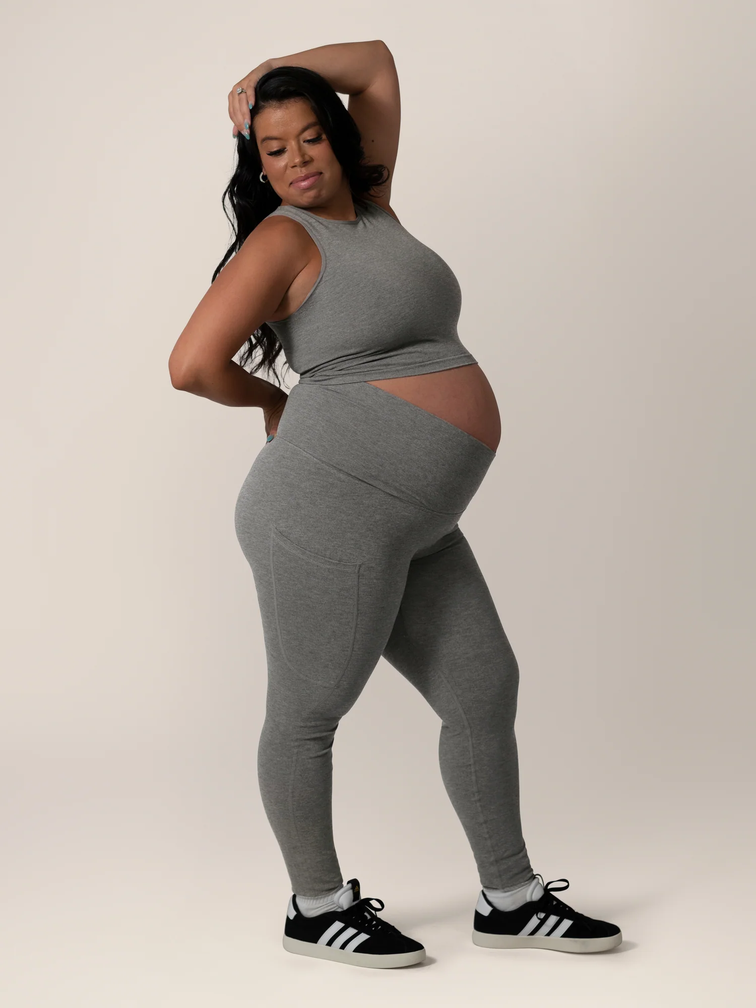 Sublime® Bamboo Maternity & Postpartum Crossover Legging | Charcoal - Image 3